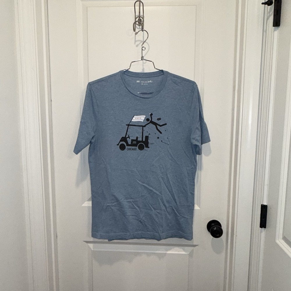TravisMathew Chicago Golf T Shirt Mens M Blue Golf Cart Graphic Tee - Picture 2 of 6